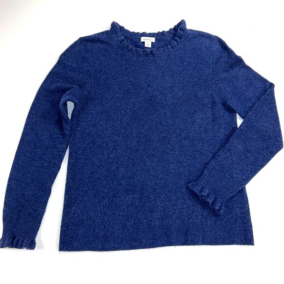 Sundance Blue Ruffle Collar & Sleeve Crew Neck Long Sleeve Sweater Size M - Picture 2 of 10